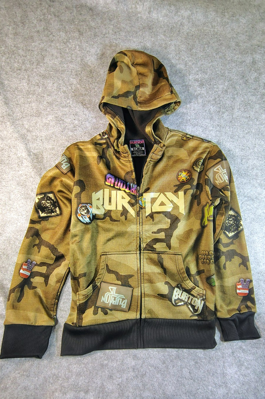 Burton Full-Zip Hooded Sweatshirt Brown Camo Size Youth XL